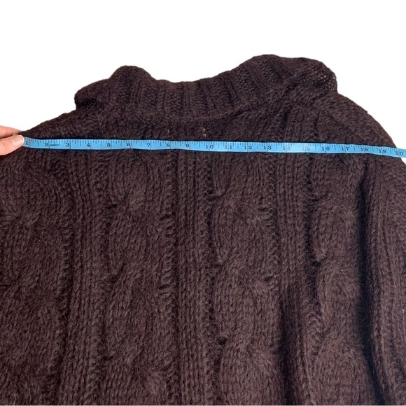 April Cornell For Cornell Trading Womens OS Brown Cable Knit Shawl Poncho Fringe - Picture 9 of 12